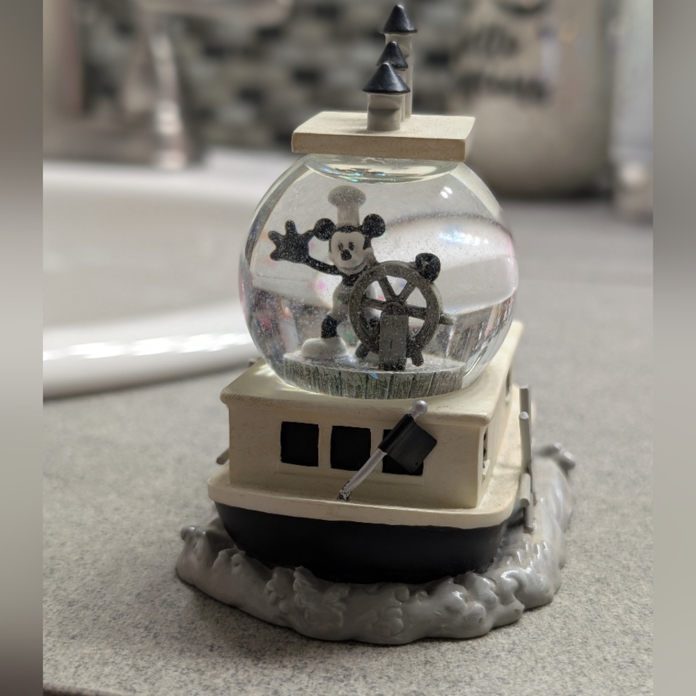 Vintage Steamboat Water Globe Sculpture